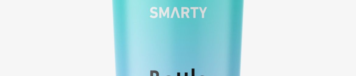Conical bottle with rounded cap mockup / blue
