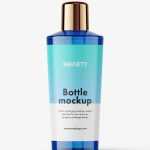 Conical bottle with rounded cap mockup / blue