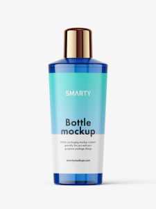 Conical bottle with rounded cap mockup / blue