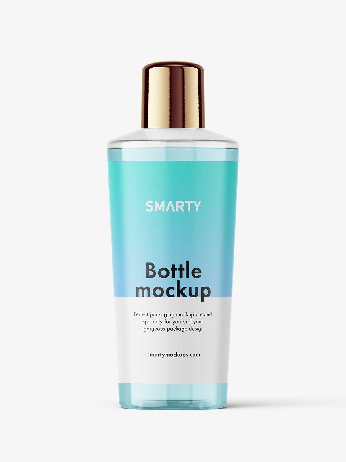 Conical bottle with rounded cap mockup / clear