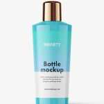Conical bottle with rounded cap mockup / glossy