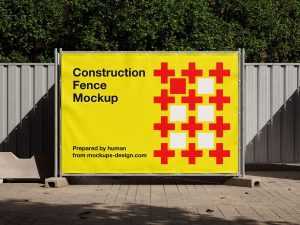 Construction fence banner mockup - Instant Download
