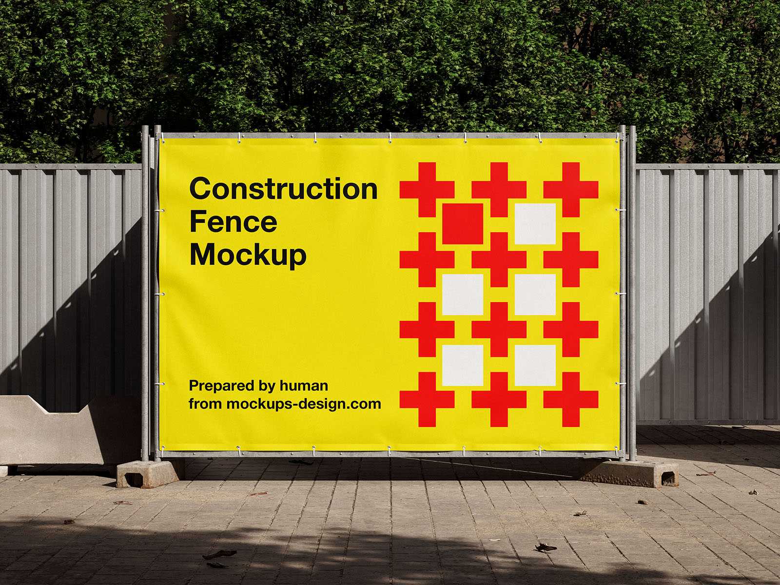 Construction fence banner mockup - Instant Download