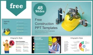 Construction Helmet City PowerPoint Templates