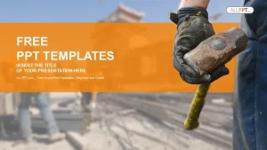 Construction worker with sledge hammer PowerPoint Templates