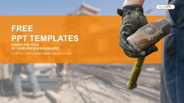 Construction worker with sledge hammer PowerPoint Templates