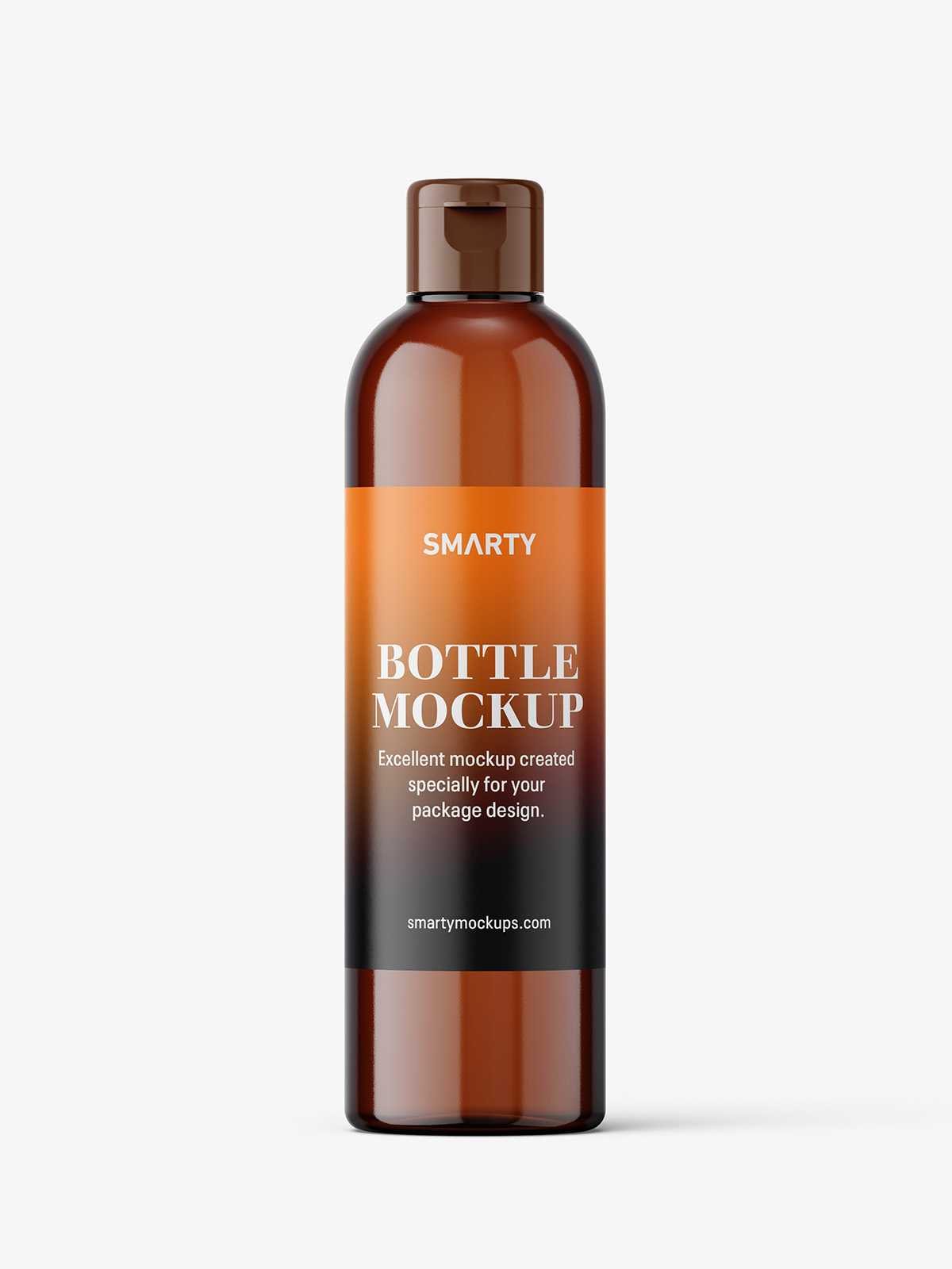 Cosmetic bottle with flip top / amber