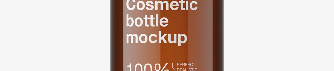 Cosmetic bottle with flip top cap mockup / amber