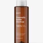 Cosmetic bottle with flip top cap mockup / amber