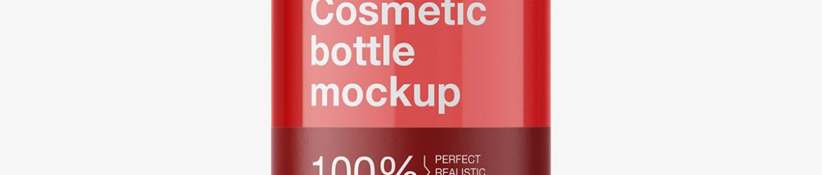 Cosmetic bottle with flip top cap mockup / clear