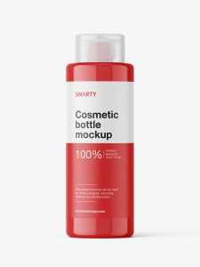 Cosmetic bottle with flip top cap mockup / glossy