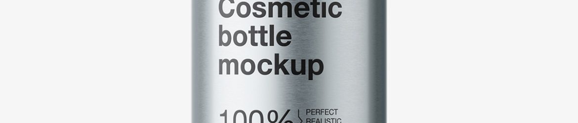 Cosmetic bottle with flip top cap mockup / metallic