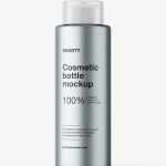 Cosmetic bottle with flip top cap mockup / metallic