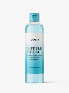 Cosmetic bottle with flip top / clear