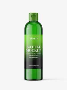 Cosmetic bottle with flip top / green