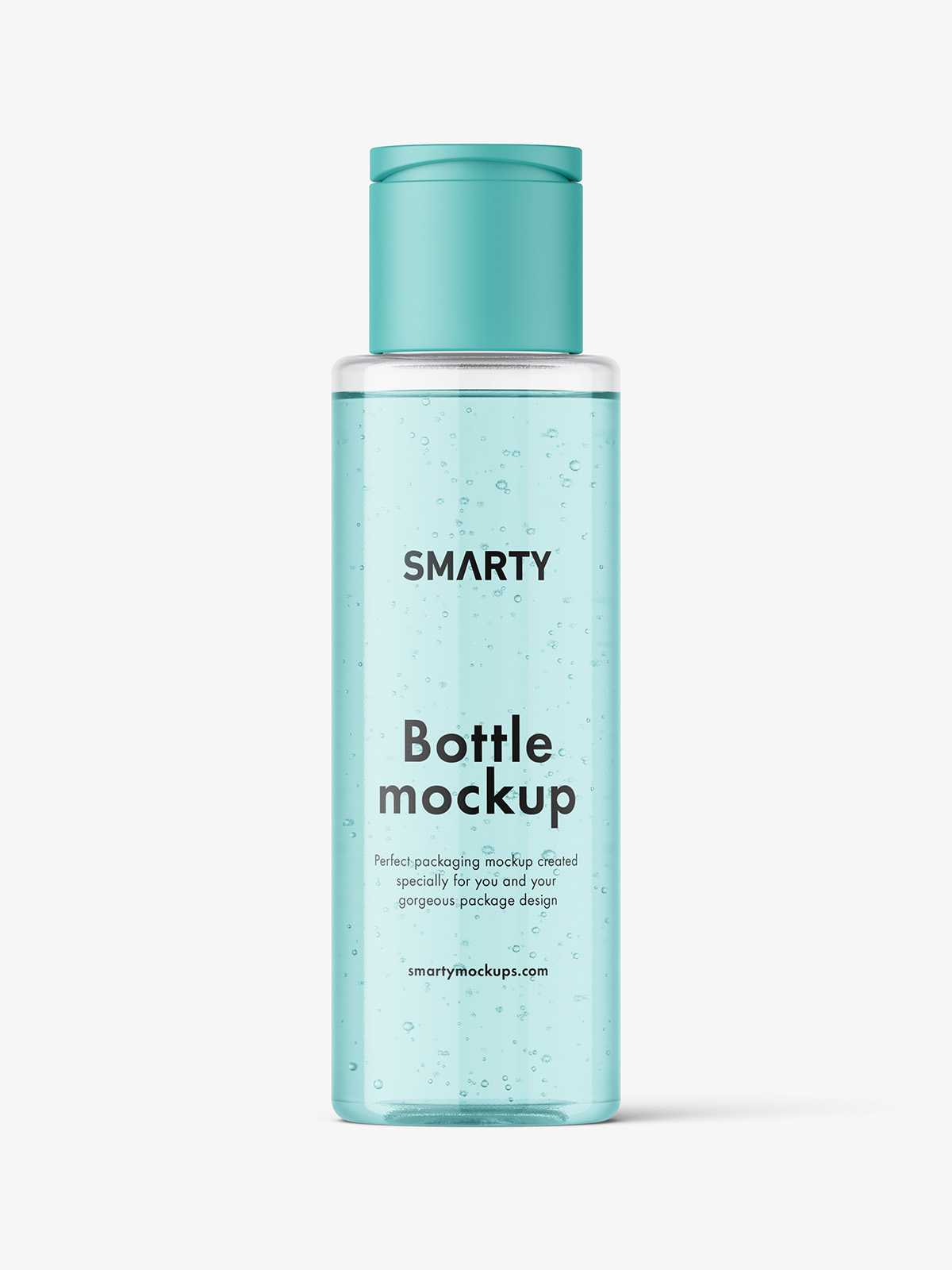 Cosmetic bottle with flip top mockup / clear