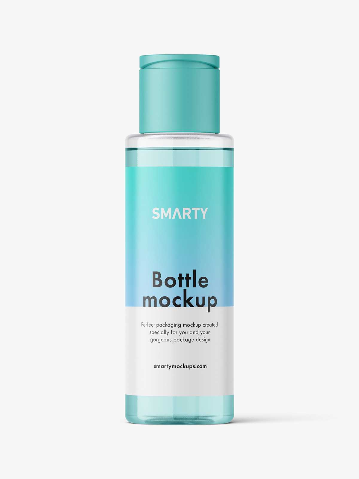 Cosmetic bottle with flip top mockup / clear