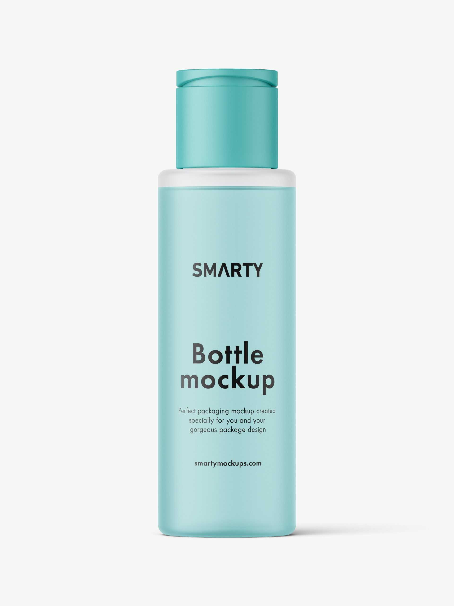 Cosmetic bottle with flip top mockup / frosted