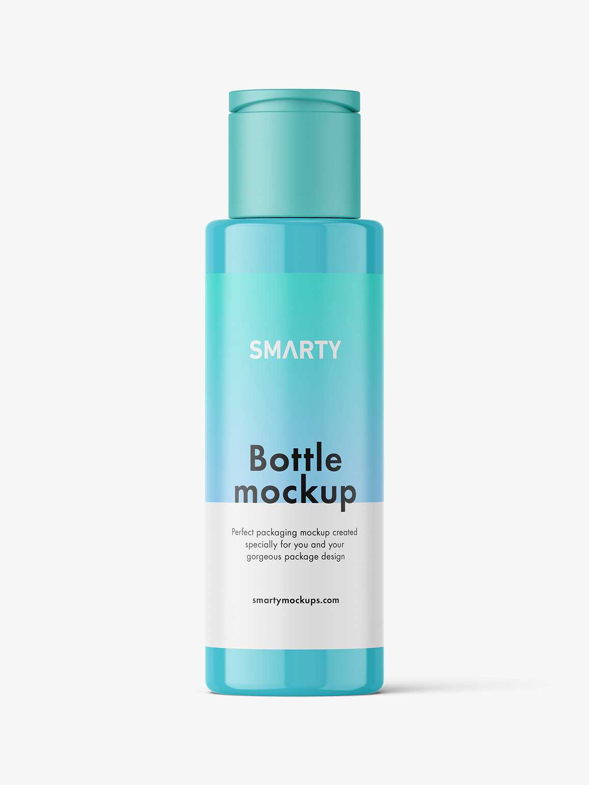 Cosmetic bottle with flip top mockup / glossy