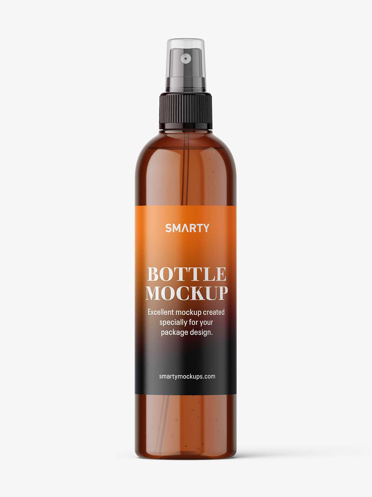 Cosmetic bottle with mist spray mockup / amber