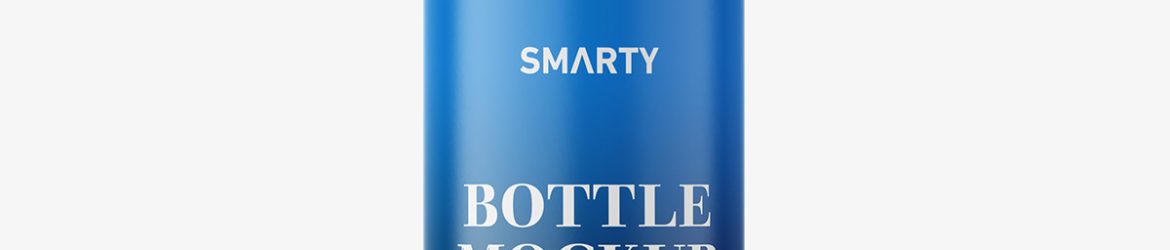 Cosmetic bottle with mist spray mockup / blue