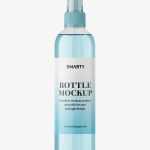 Cosmetic bottle with mist spray mockup / clear
