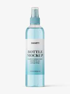 Cosmetic bottle with mist spray mockup / clear