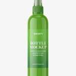 Cosmetic bottle with mist spray mockup / glossy
