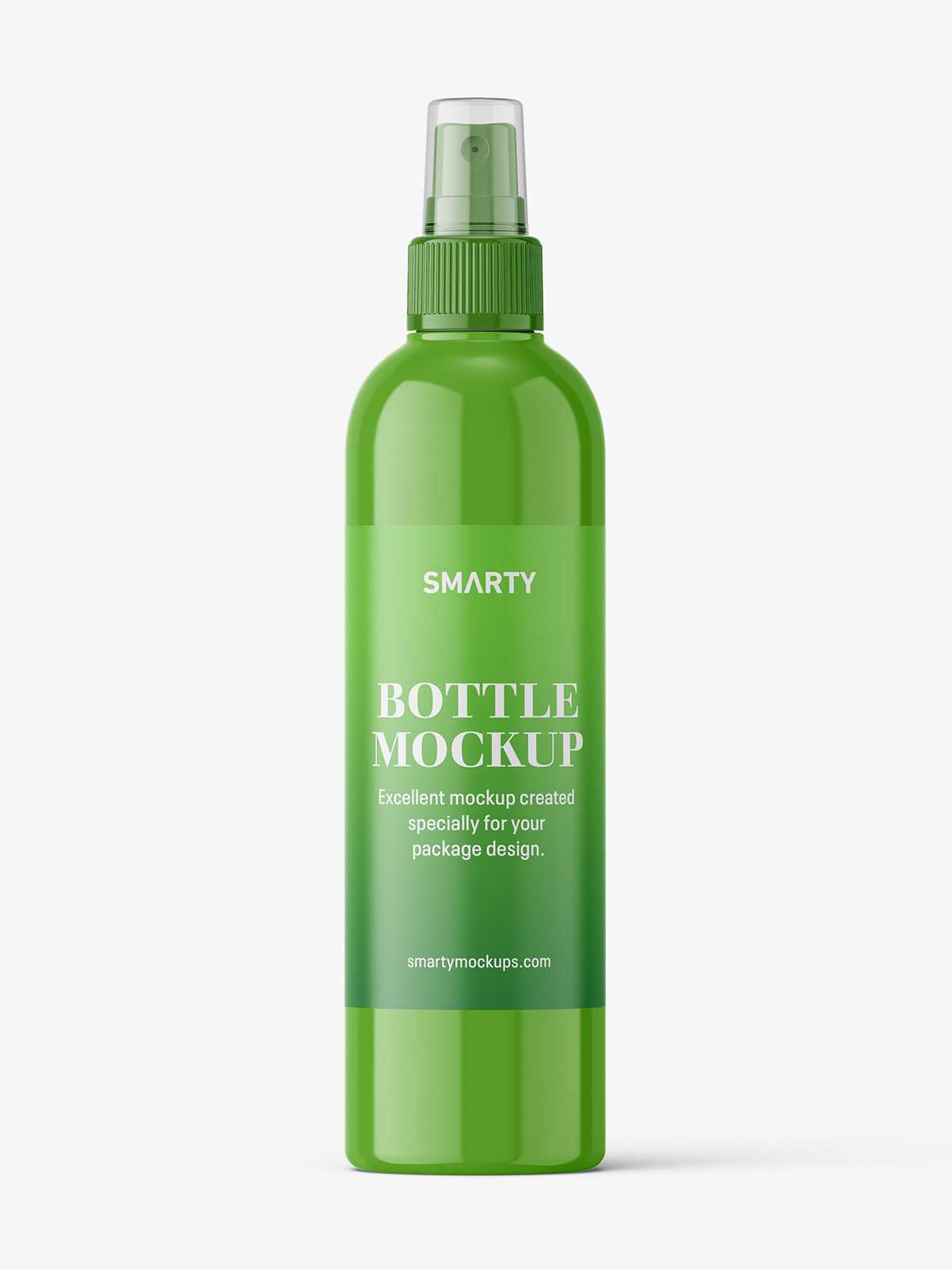 Cosmetic bottle with mist spray mockup / glossy