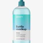 Cosmetic bottle with pump dispenser mockup / clear