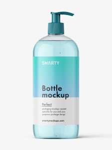 Cosmetic bottle with pump dispenser mockup / clear