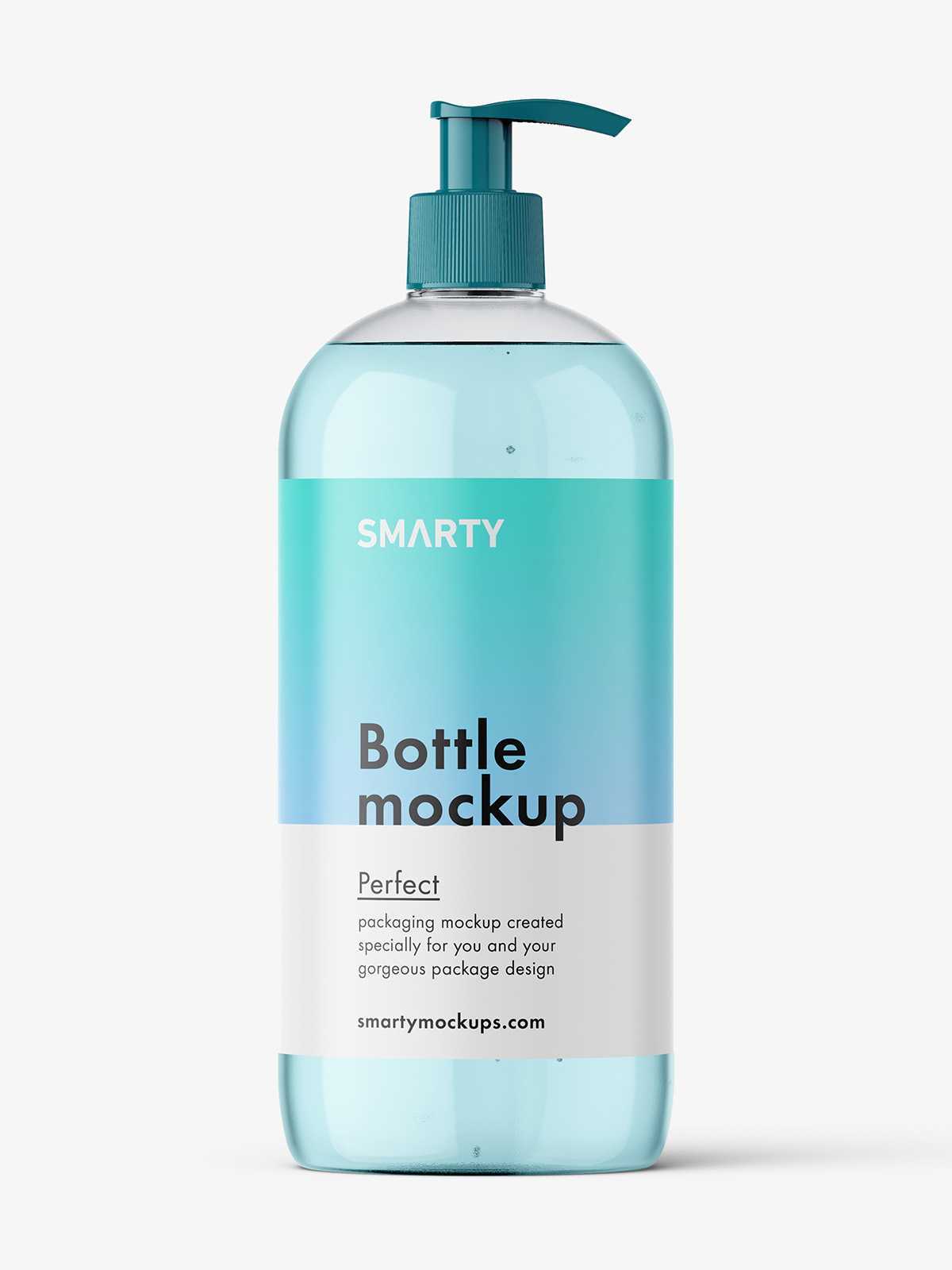 Cosmetic bottle with pump dispenser mockup / clear