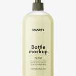 Cosmetic bottle with pump dispenser mockup / cream