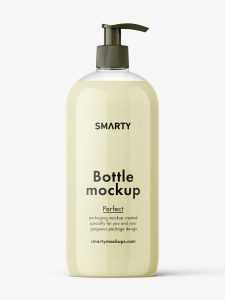 Cosmetic bottle with pump dispenser mockup / cream