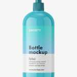 Cosmetic bottle with pump dispenser mockup / glossy