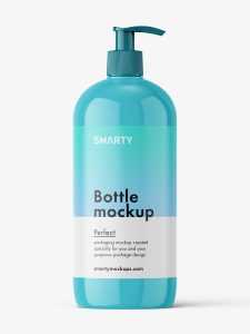 Cosmetic bottle with pump dispenser mockup / glossy