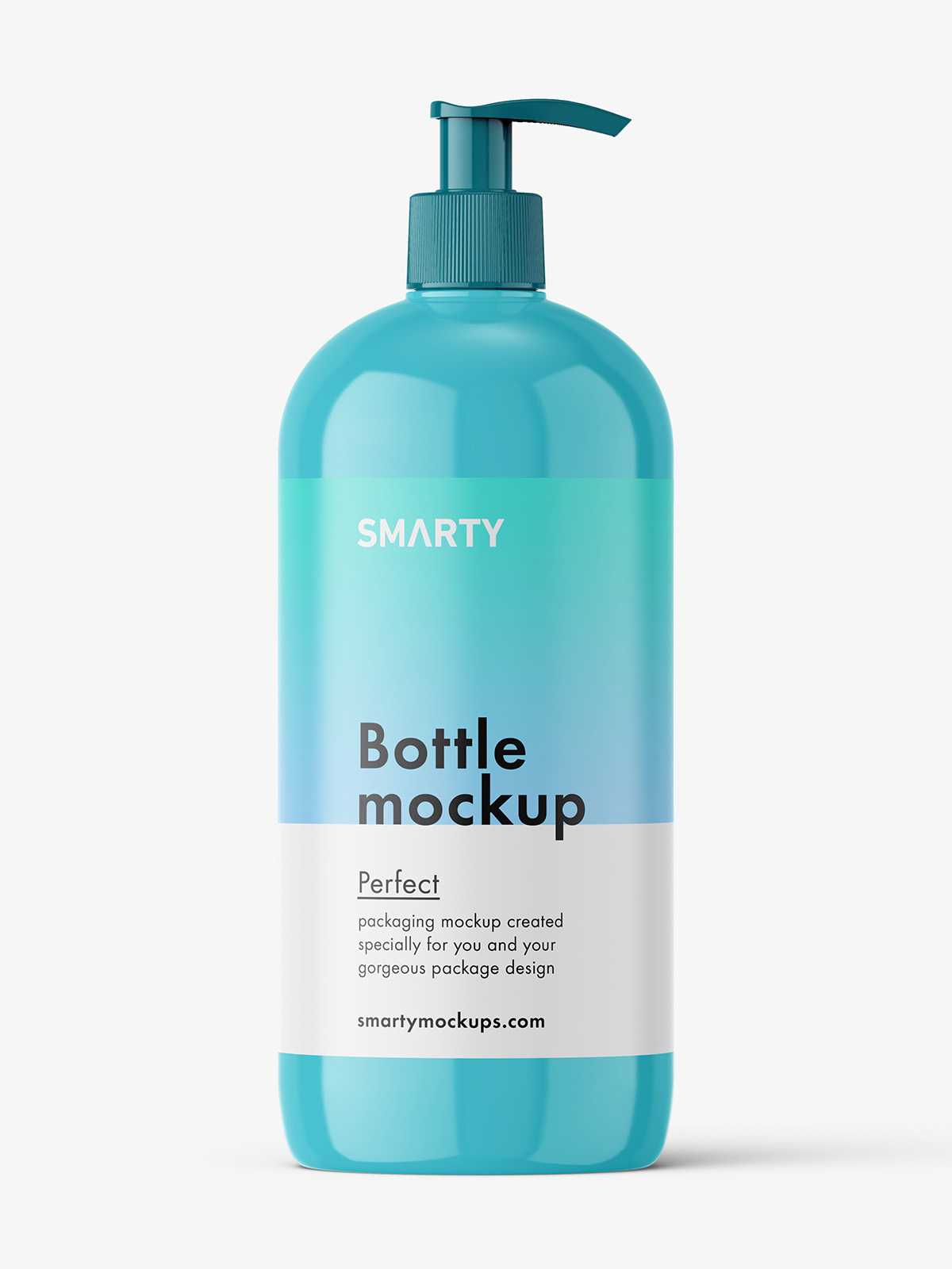 Cosmetic bottle with pump dispenser mockup / glossy