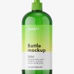Cosmetic bottle with pump dispenser mockup / green