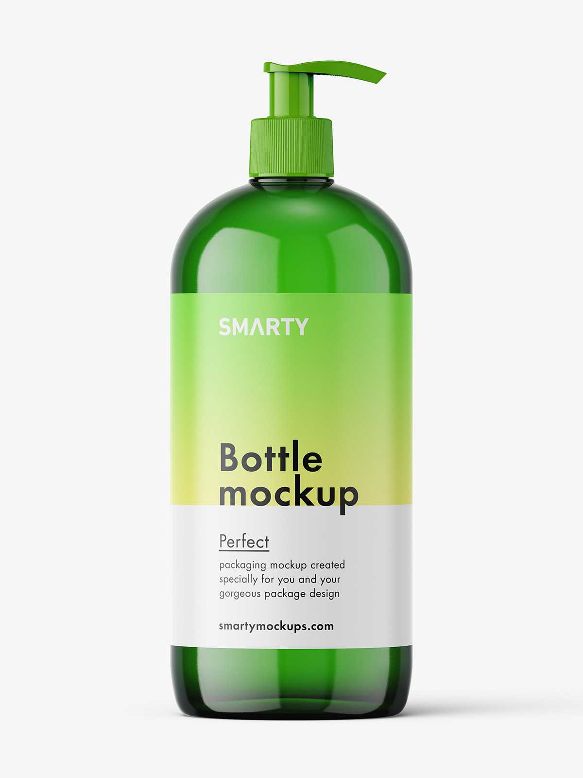 Cosmetic bottle with pump dispenser mockup / green