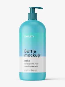 Cosmetic bottle with pump dispenser mockup / matt
