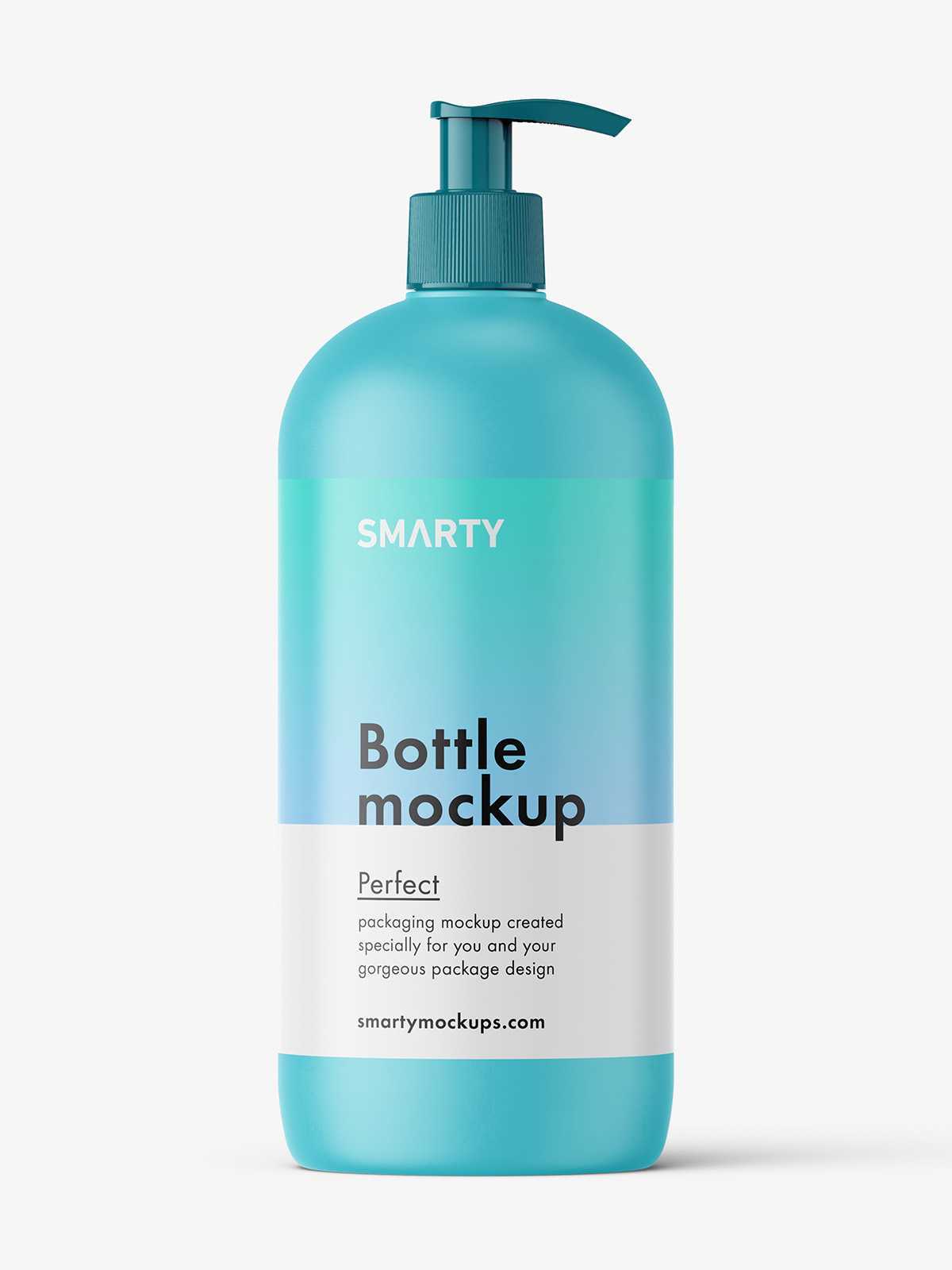 Cosmetic bottle with pump dispenser mockup / matt
