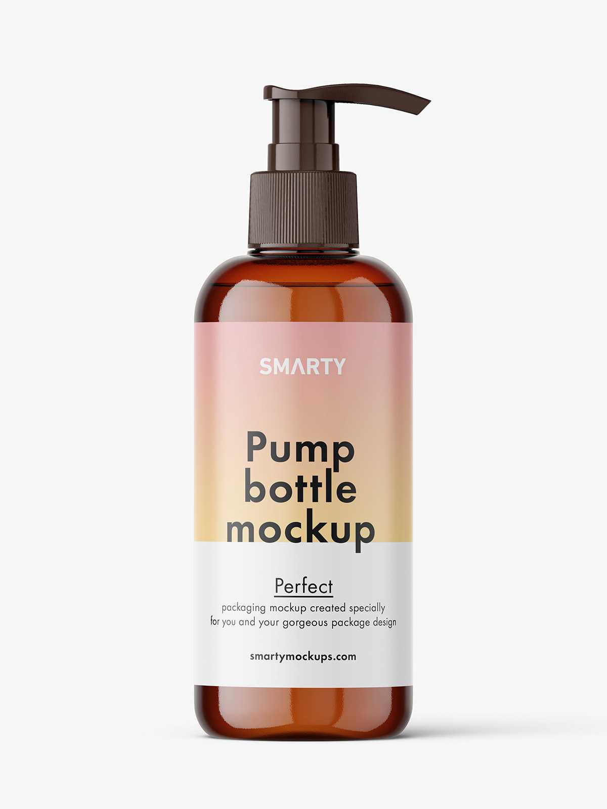 Cosmetic bottle with pump mockup / amber
