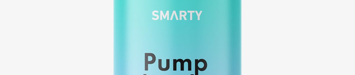 Cosmetic bottle with pump mockup / blue