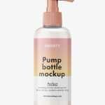 Cosmetic bottle with pump mockup / cream