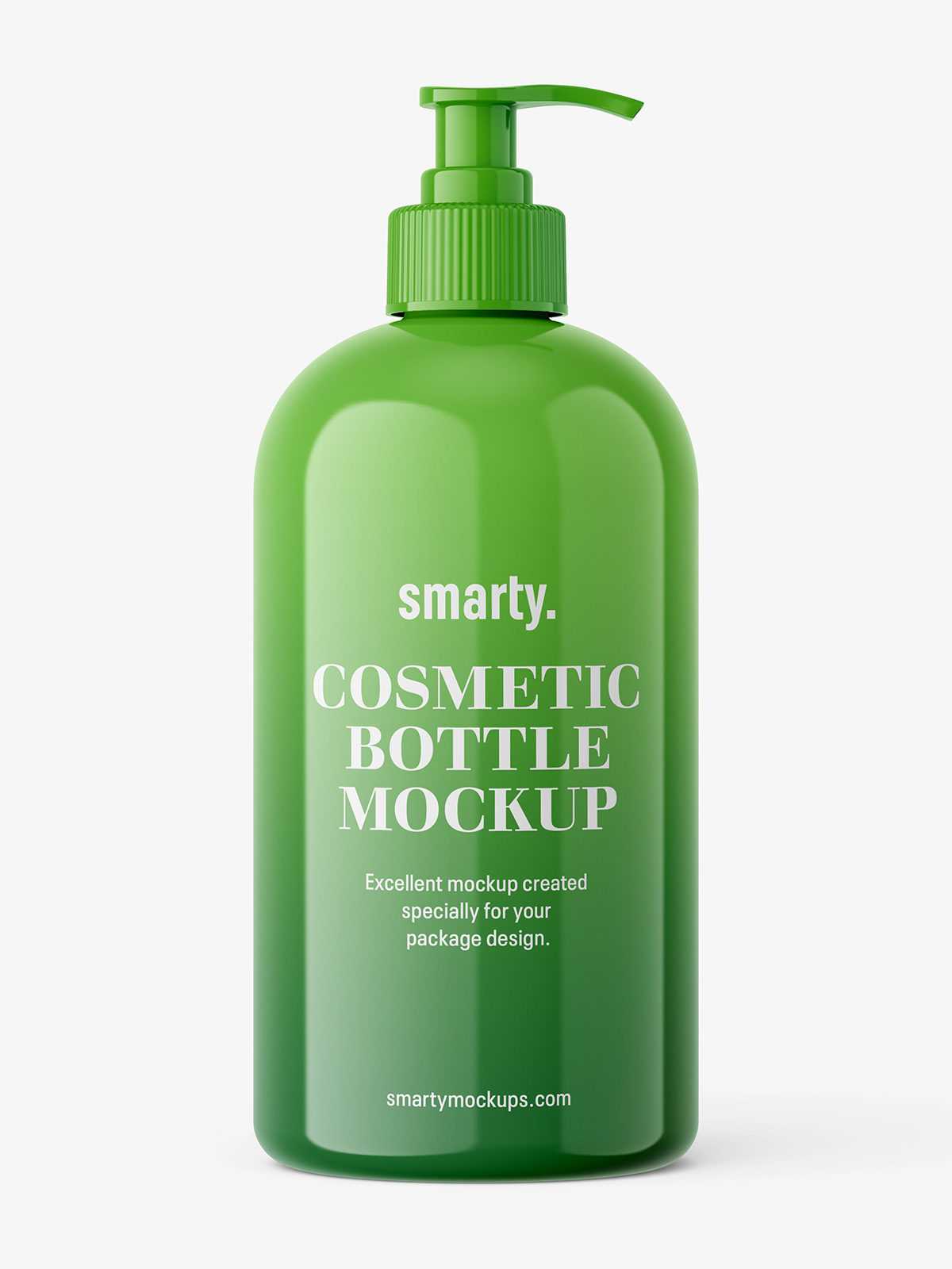 Cosmetic bottle with pump mockup / glossy