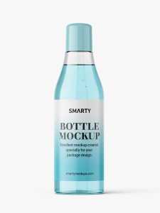 Cosmetic bottle with rounded screwcap / clear