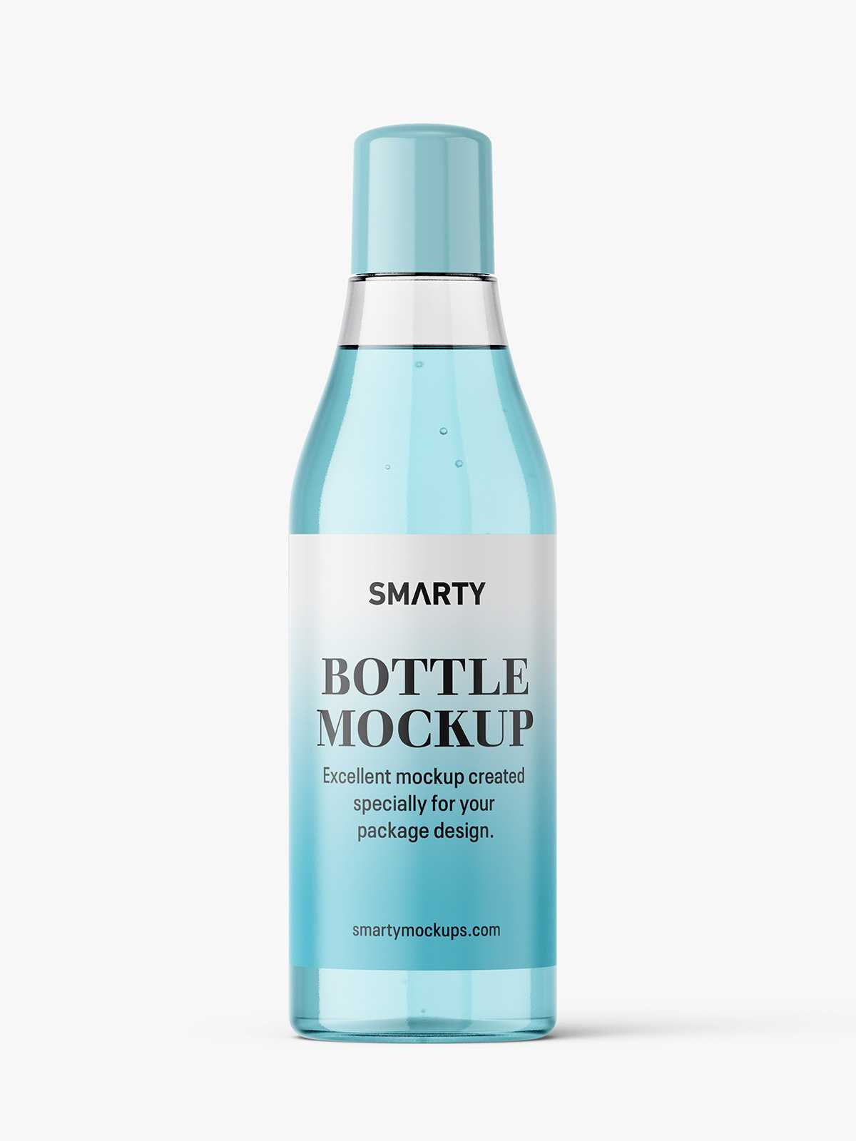 Cosmetic bottle with rounded screwcap / clear