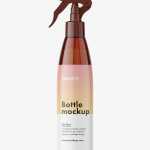 Cosmetic bottle with trigger spray mockup / amber