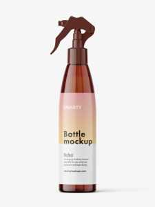 Cosmetic bottle with trigger spray mockup / amber