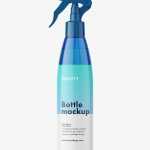 Cosmetic bottle with trigger spray mockup / blue - Free PSD Download Cosmetic bottle with trigger spray mockup / blue
